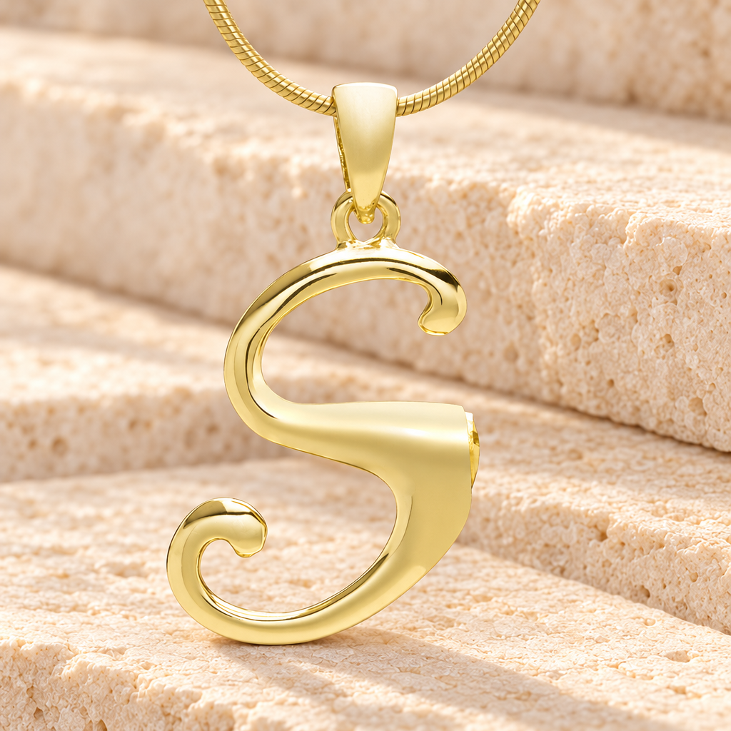 Gold "S" Initial Cremation Jewelry — main — evr6439g