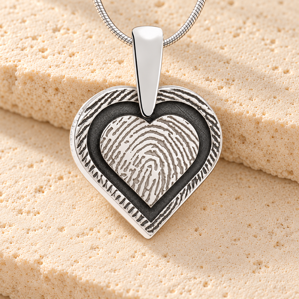 Sterling Silver Classic Heart Fingerprint Necklace — main — evr4718ss