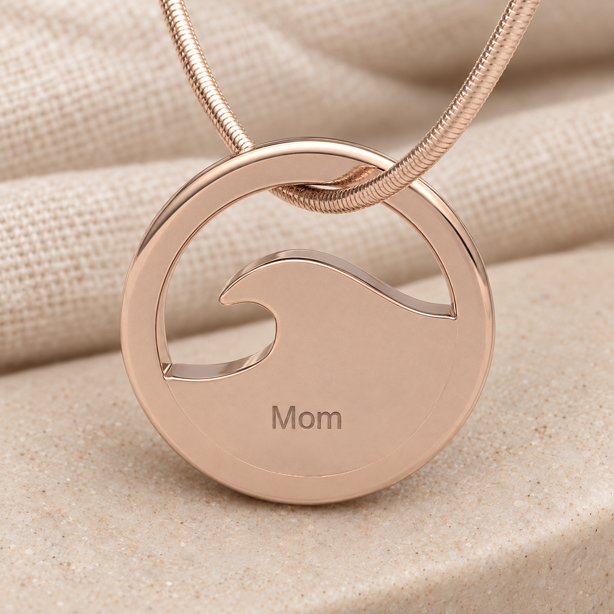 Rose Gold Plated Surf's Up Forever Sealed Memorial Jewelry — rear engraving — evr20007rgfs