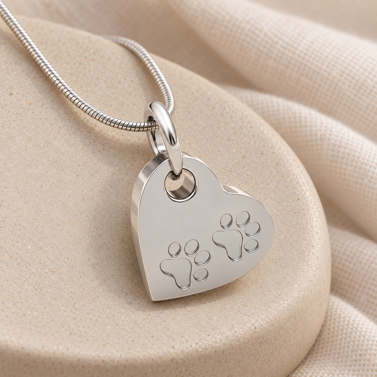 Sterling Silver Paw On Heart Forever Sealed Memorial Jewelry — alternate view — evr20083ssfs