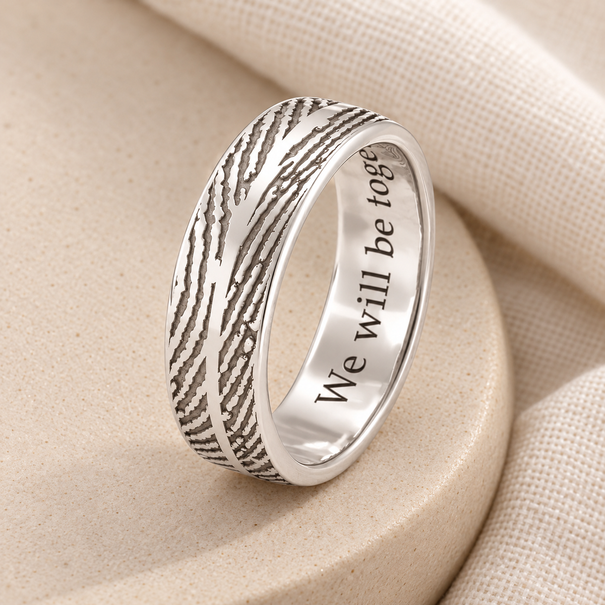 Women's Double Print Solid 14k White Gold Fingerprint Ring — alternate view — evr30013wg