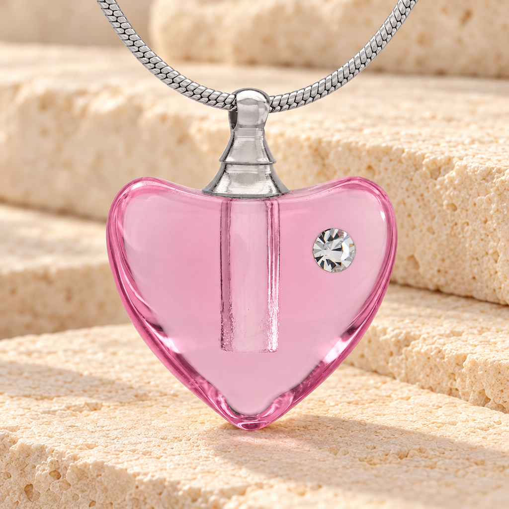 Glass Locket Pink Heartfelt Cremation Jewelry — main — evr2537p