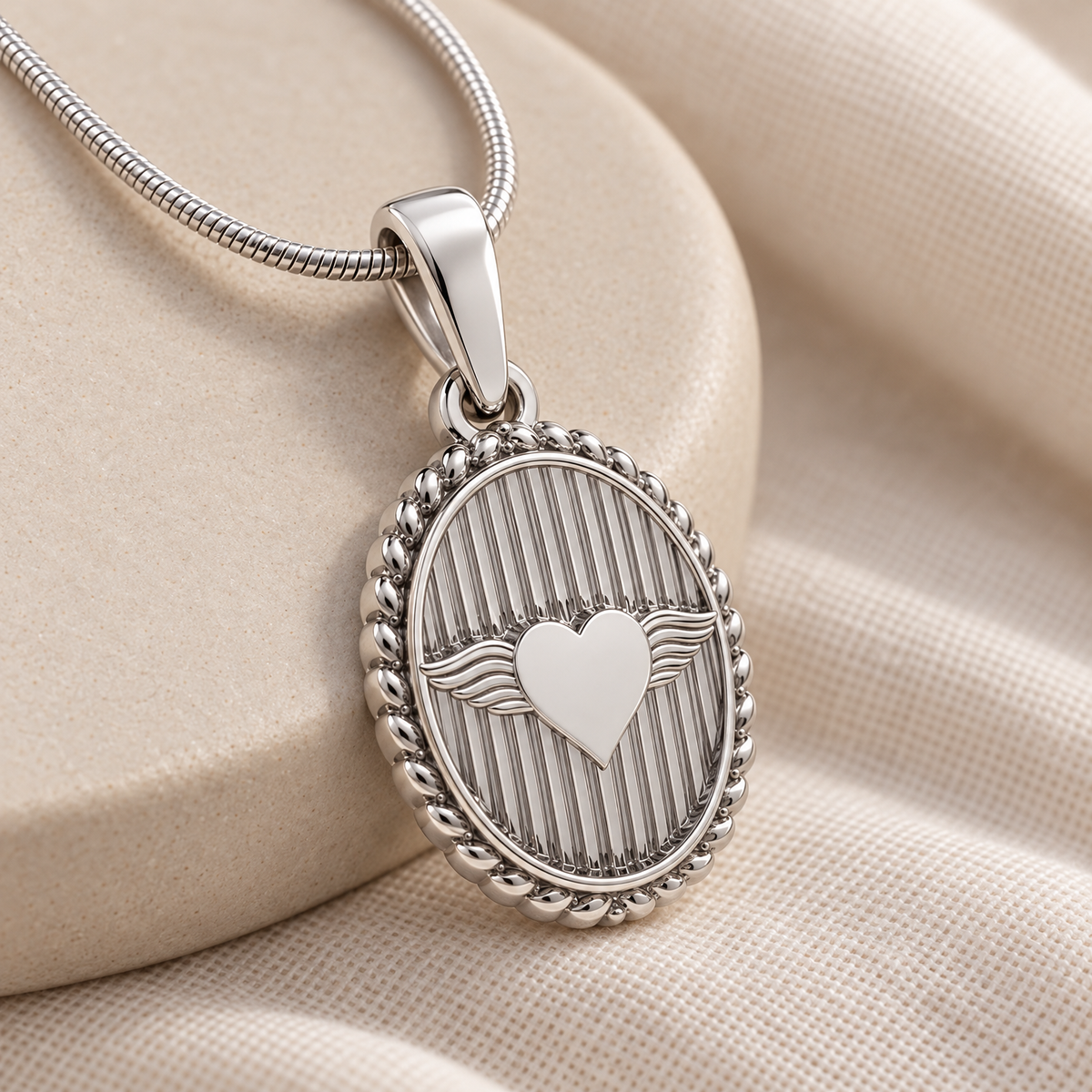 14K White Gold At Heart Oval Forever Sealed Memorial Jewelry — alternate view — evr20009wgfs