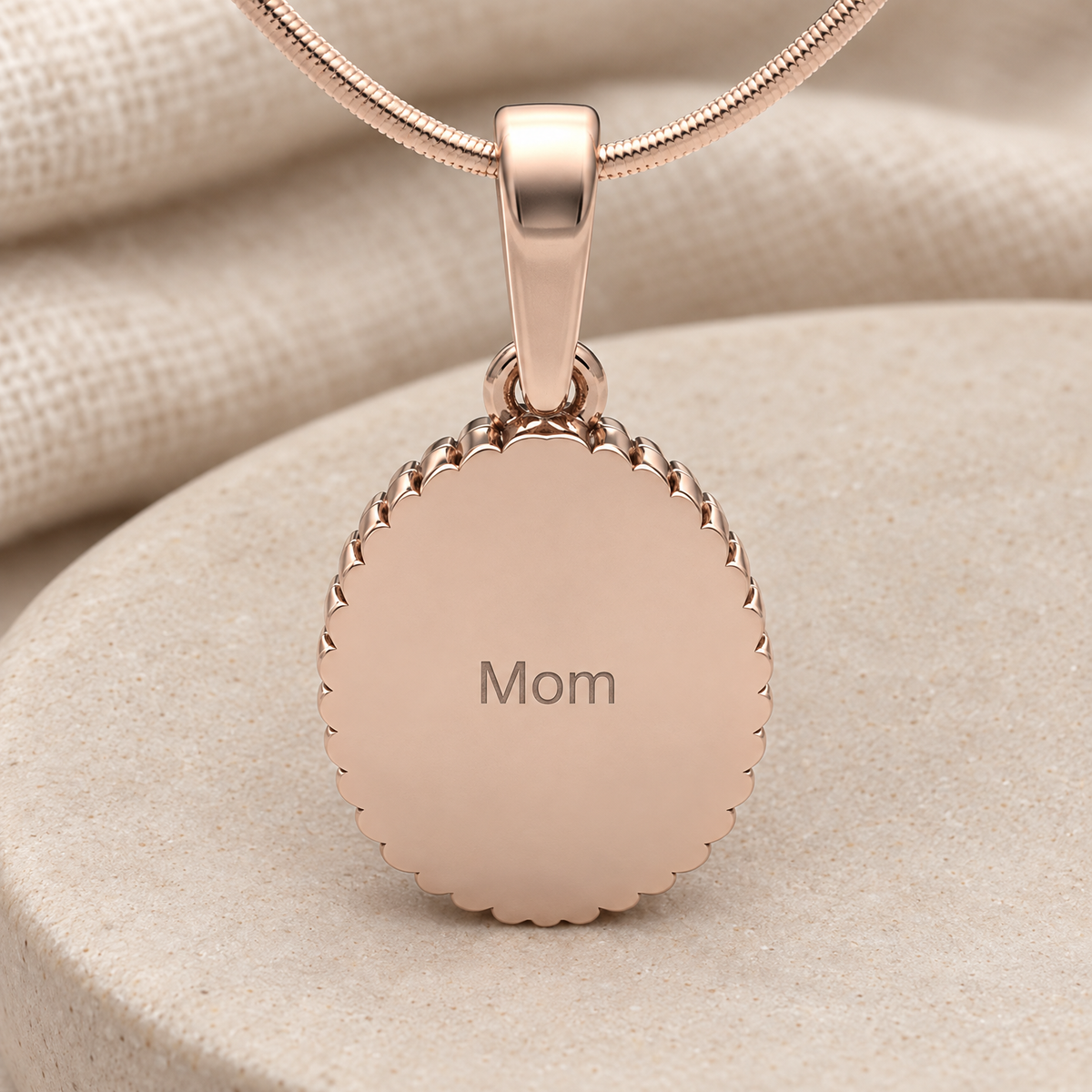 Rose Gold Plated At Heart Oval Forever Sealed Memorial Jewelry — rear engraving — evr20009rgfs