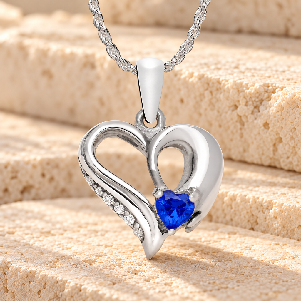 Sterling Silver Esterbrook Heart Cremation Urn Pendant — main product image