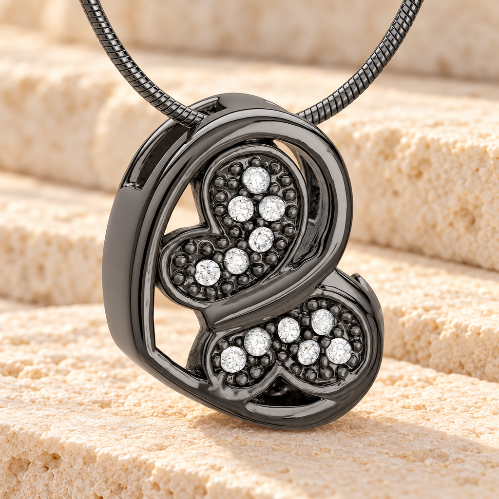 Black Spring Heart Cremation Jewelry — main — evr6498b