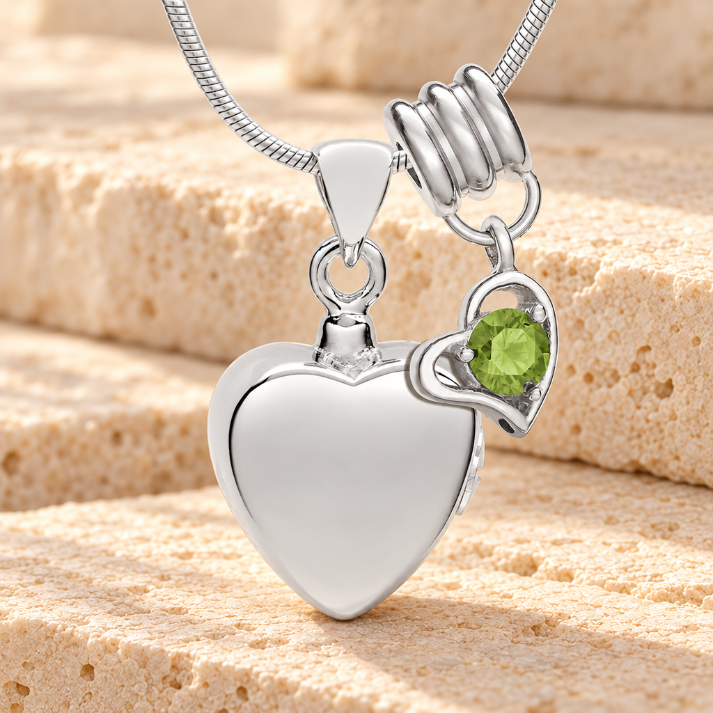 Silver August Simple Heart Urn Jewelry — main — evr6447aug