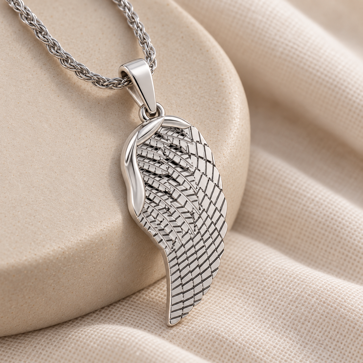 Solid 14k White Gold Feather Forever Sealed Memorial Jewelry — alternate view — evr6761wgfs