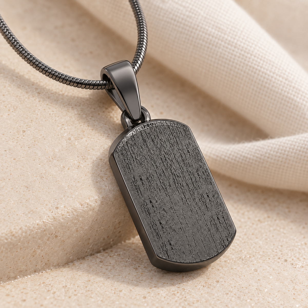 Black Plated Dog Tag Textured Forever Sealed Memorial Jewelry — alternate view — evr5015blfs