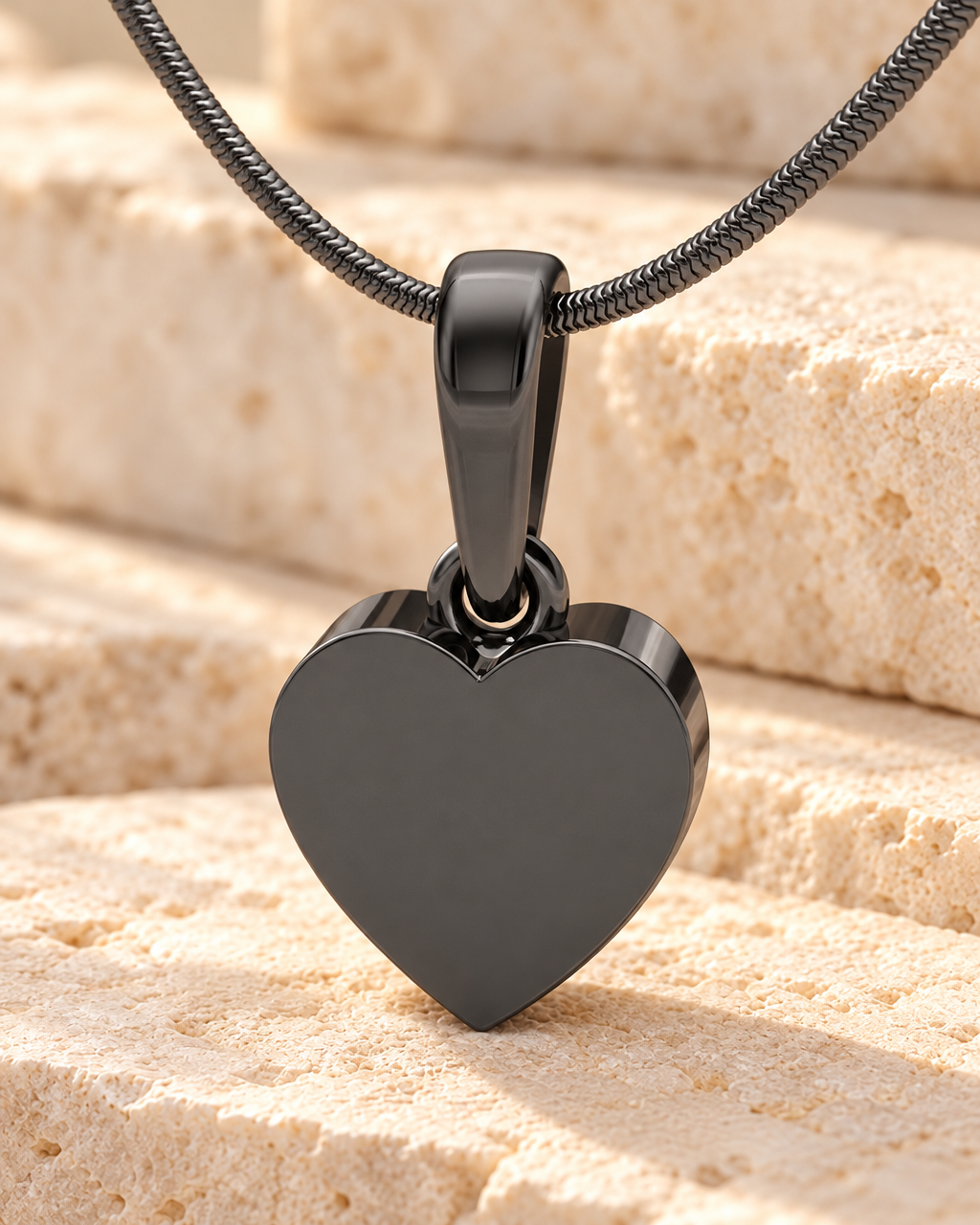 Black Simple Heart Forever Sealed Cremation Jewelry — main — evr6447bfs