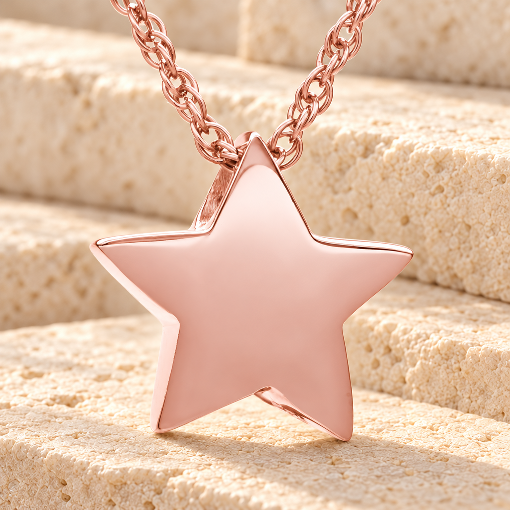 14K Rose Gold Small Sliding Star Cremation Urn Keepsake — main product image