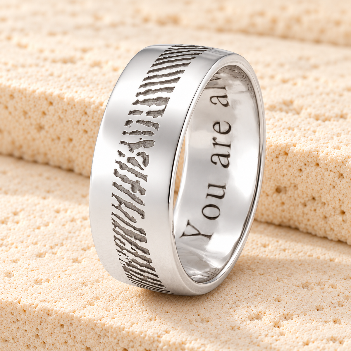 Men's Slender Line Solid 14k White Gold Fingerprint Ring — main — evr30003wg