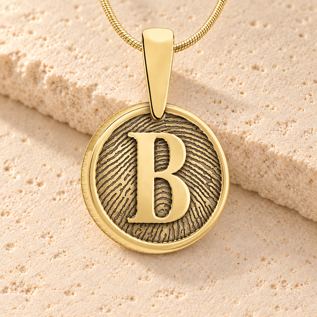 Gold Plated Monogram Round Fingerprint Necklace — main — evr4804g