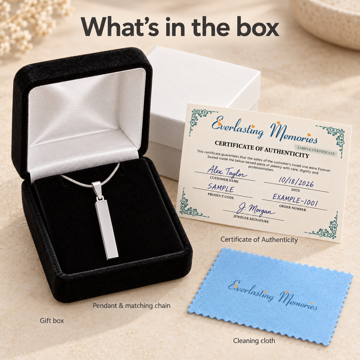 14K White Gold Faithfulness Cylinder Forever Sealed Memorial Jewelry — whats in box — evr20029wgfs