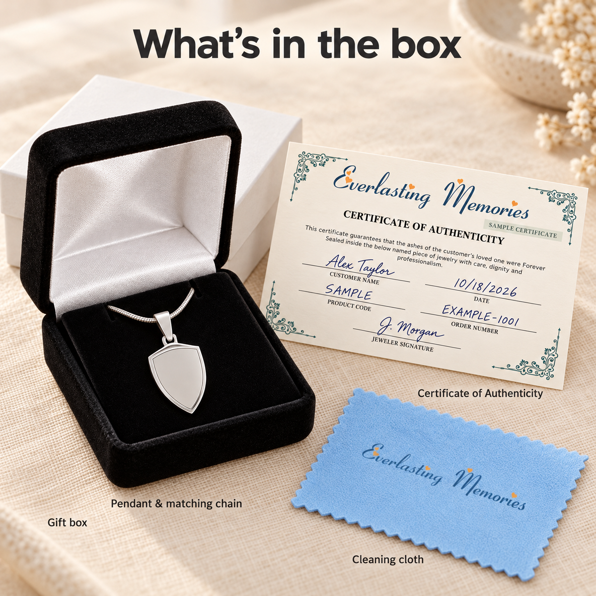 Shield Me Forever Sealed Memorial Jewelry — whats in box — evr20013ssfs
