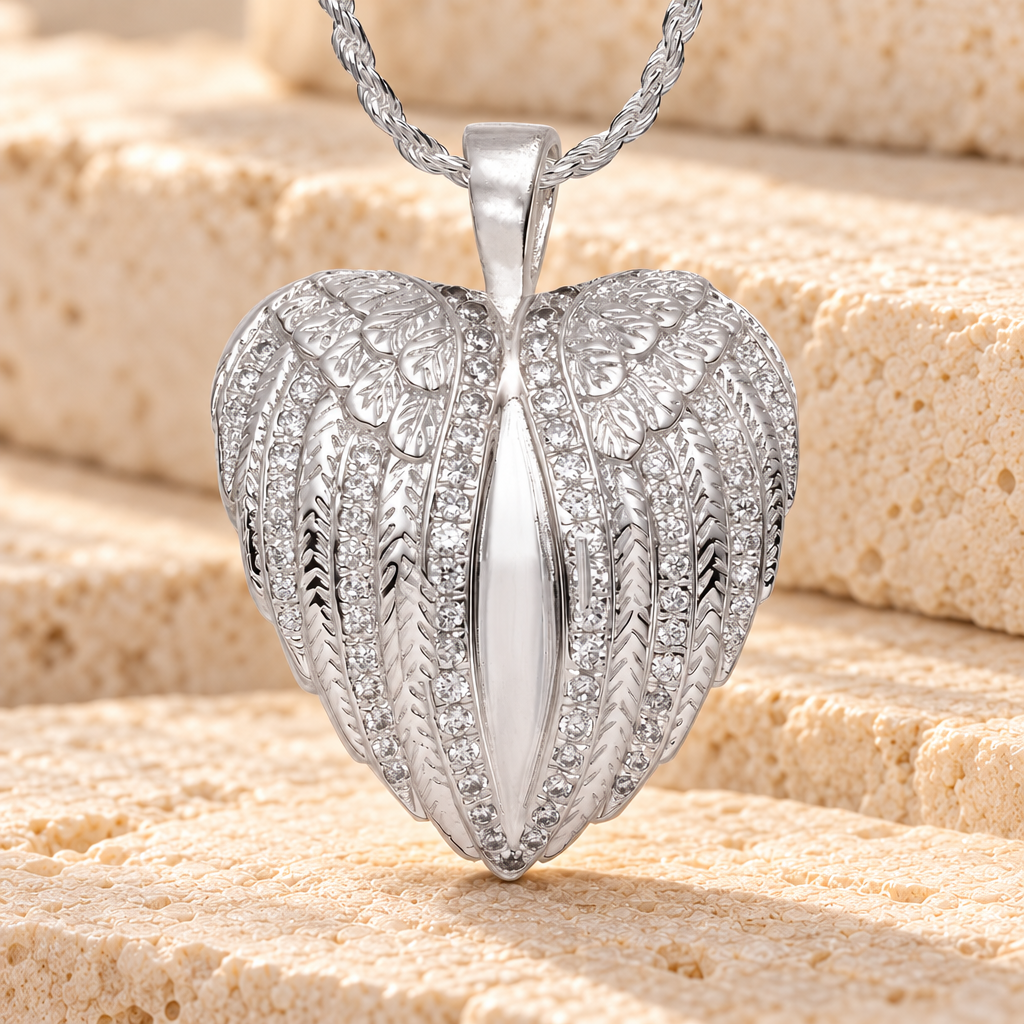 Sterling Silver Shrouded Heart Cremation Urn Pendant — main product image