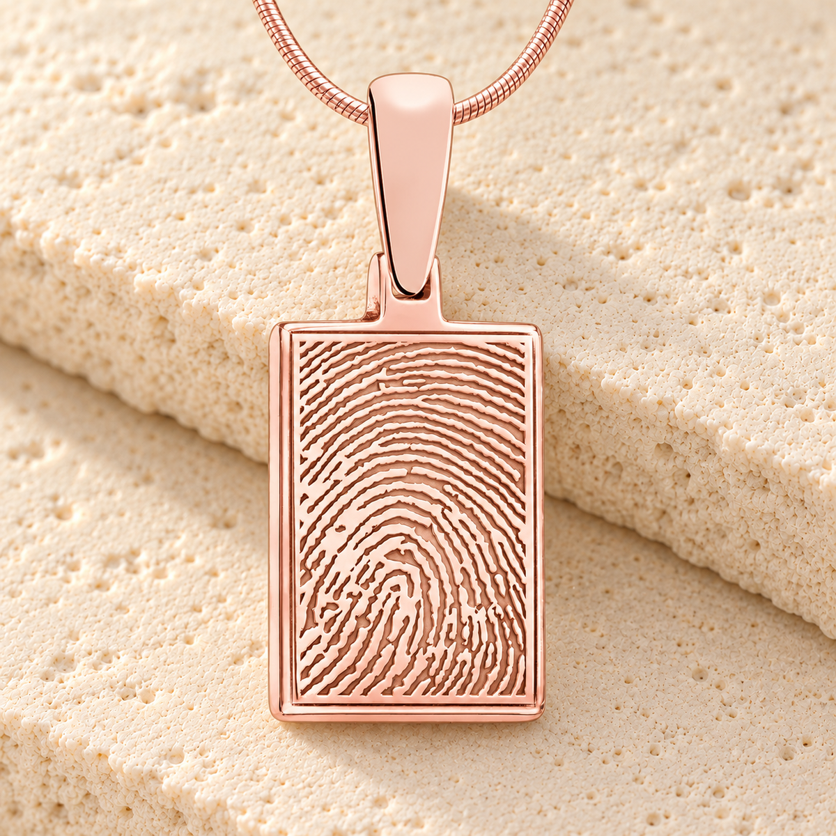 Rose Gold Rectangle Fingerprint Necklace — main — evr4702rg