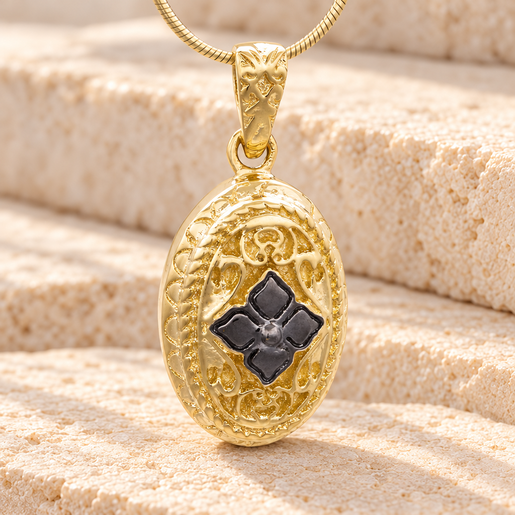 Gold Plated Eternal Round Cremation Jewelry — main — evr6488g