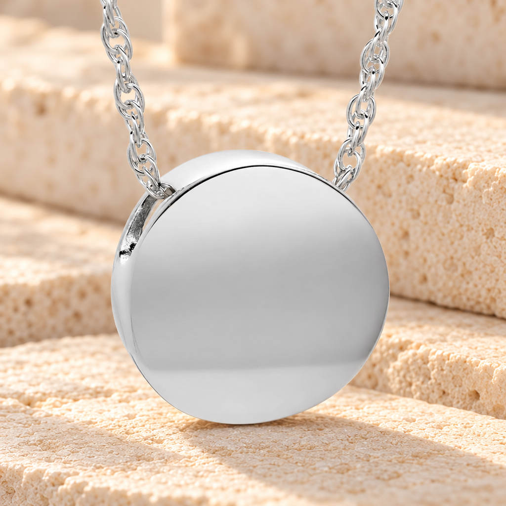 Silver Beach Round Urn Necklace — main — evr720ss