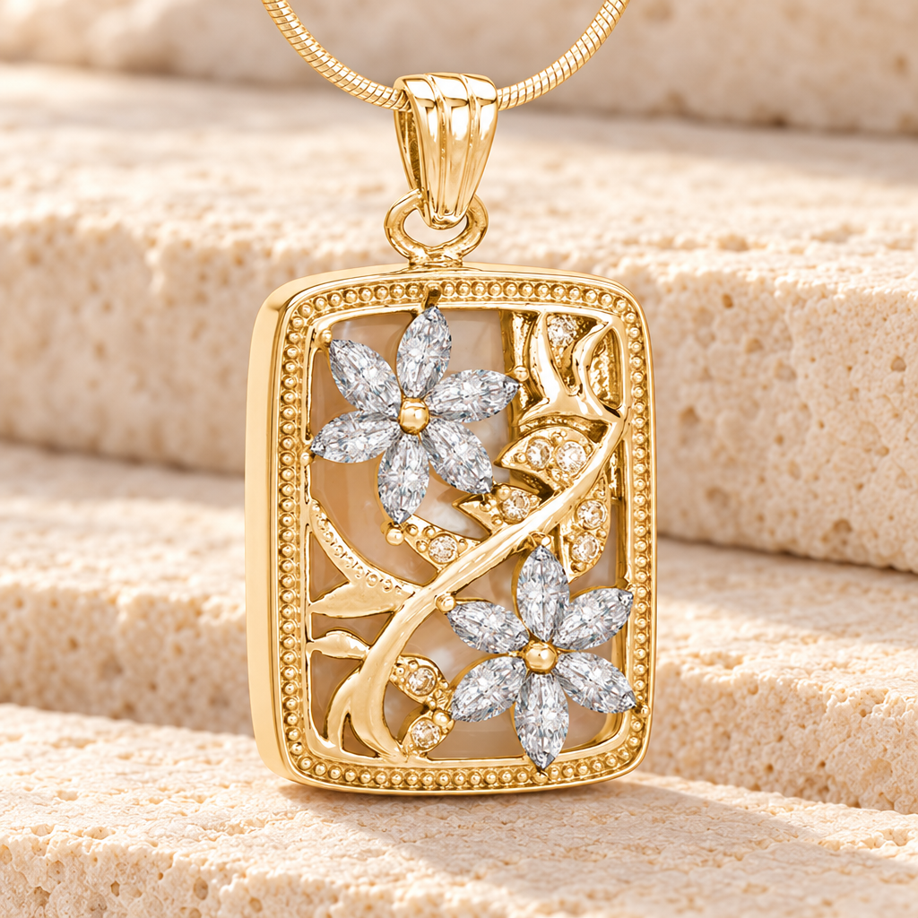Gold and Clear In Bloom Cremation Jewelry — main — evr6525clg