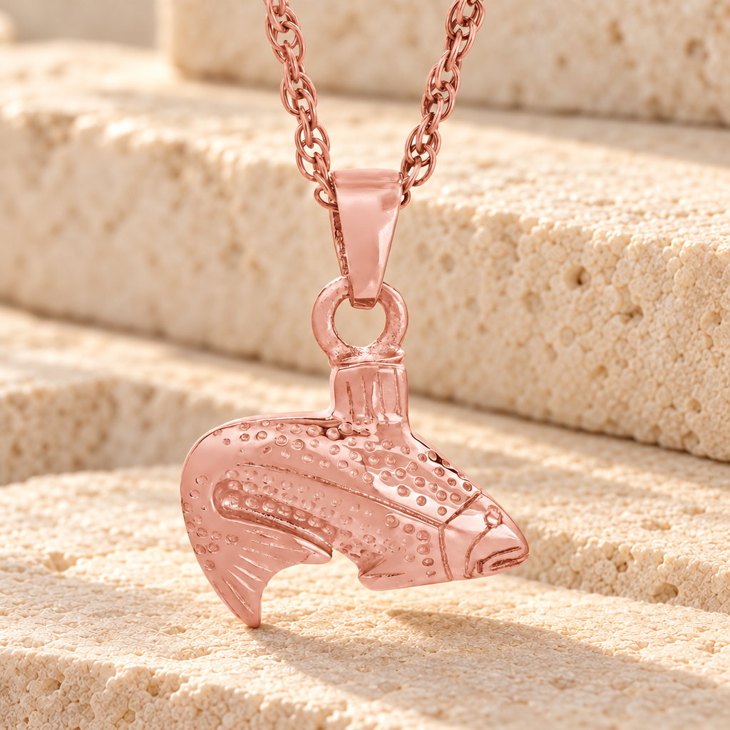14K Rose Gold Fish Memorial Pendant — main product image