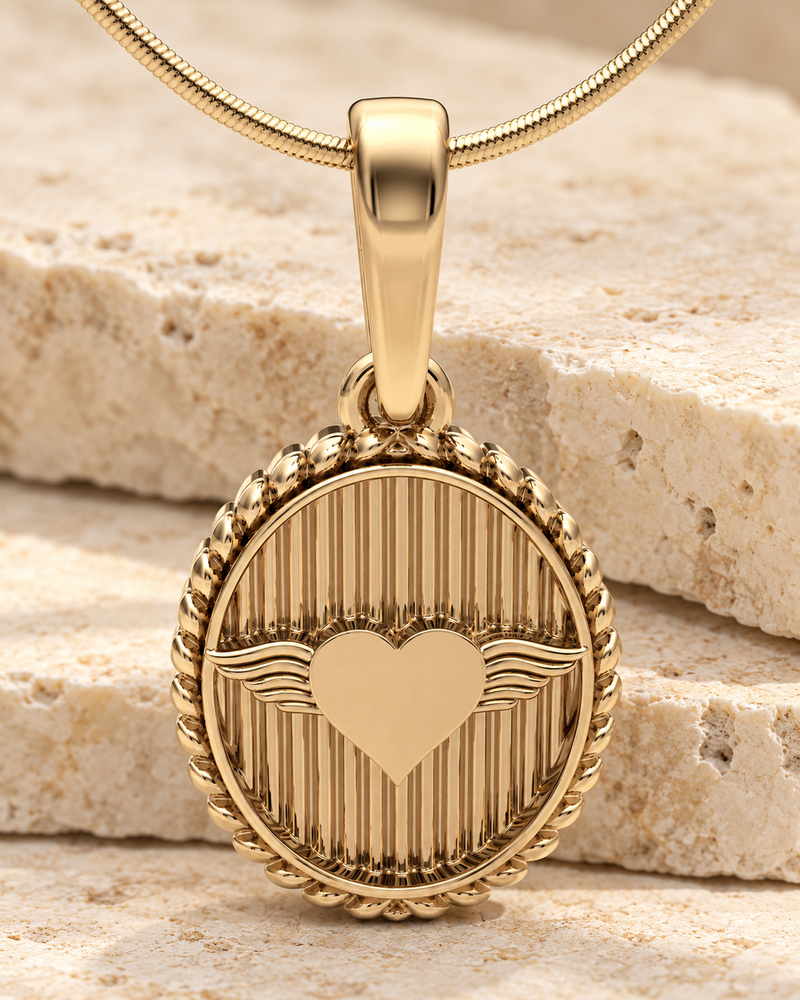 14K Gold At Heart Oval Forever Sealed Memorial Jewelry