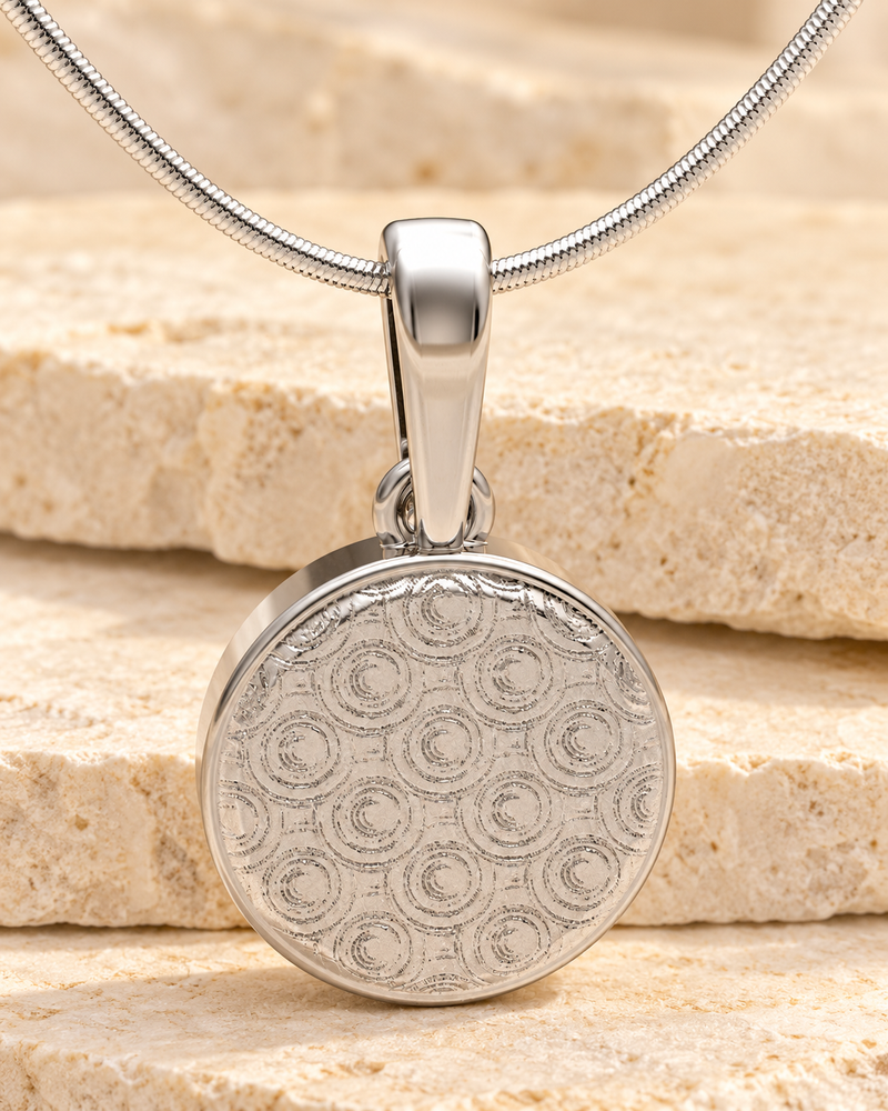 14K White Gold Circled Love Forever Sealed Memorial Jewelry
