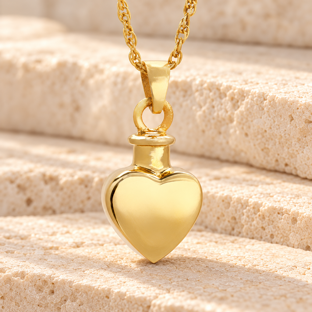 Small Heart Pendant 14K Gold Plated Memorial Locket — main — evr148kg