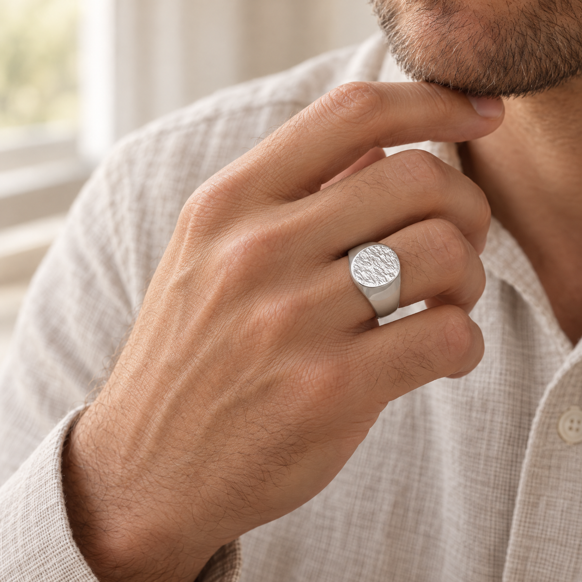 Sterling Silver Men's Signet Forever Sealed Memorial Ring — lifestyle — evr20040fs