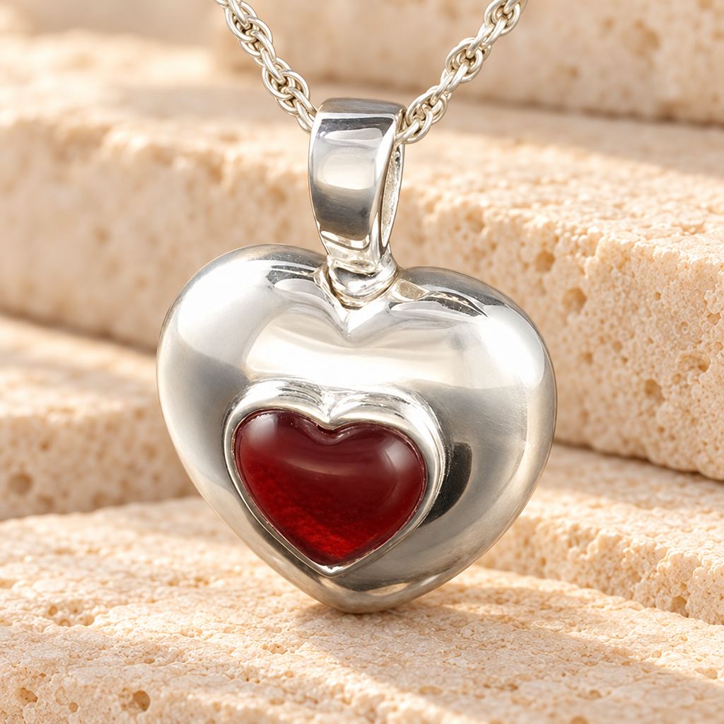 Sterling Silver January Heart Jewelry Urn — main — evr700ss