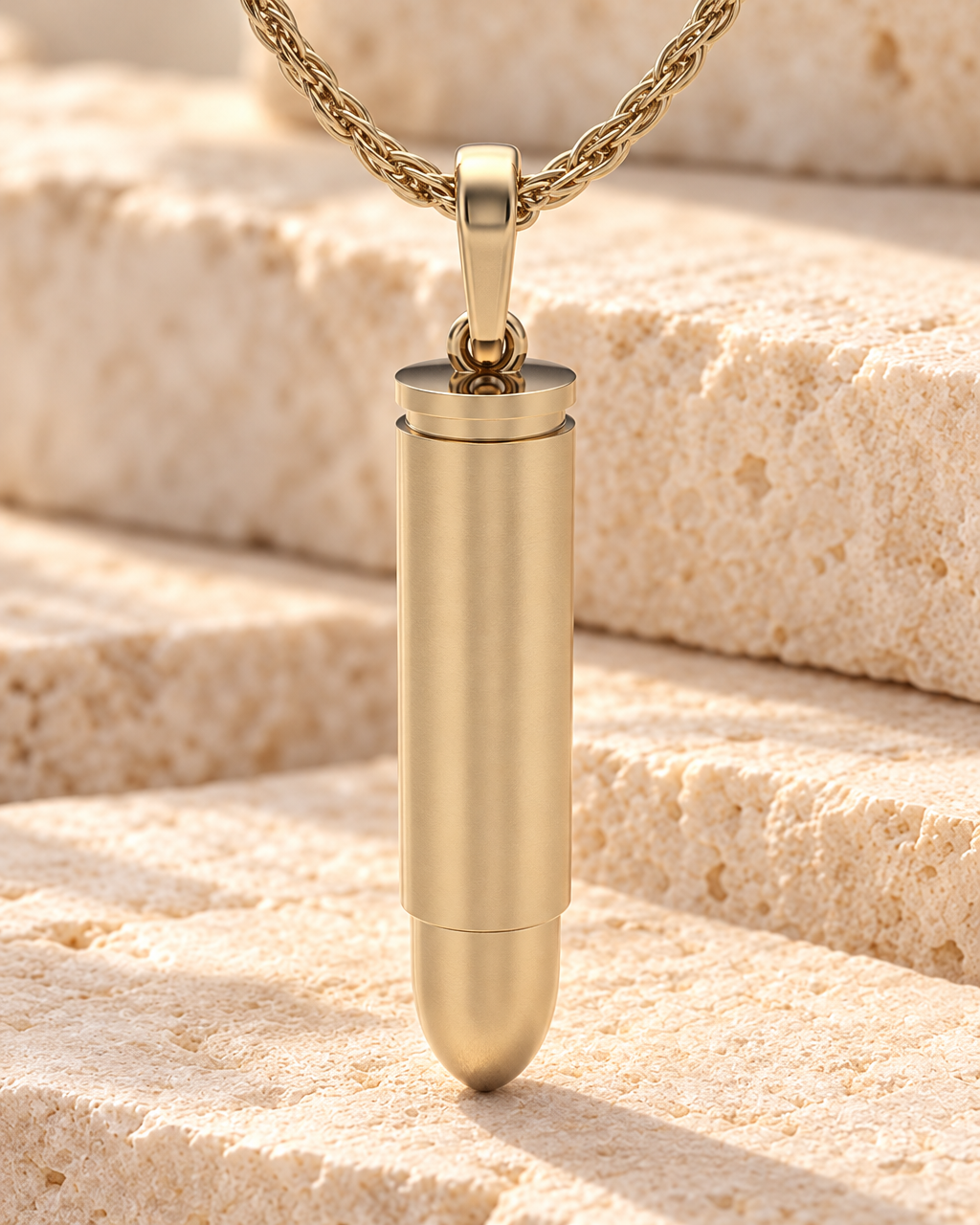 Solid 14k Gold Bullet Forever Sealed Memorial Jewelry — main — evr6766kgfs