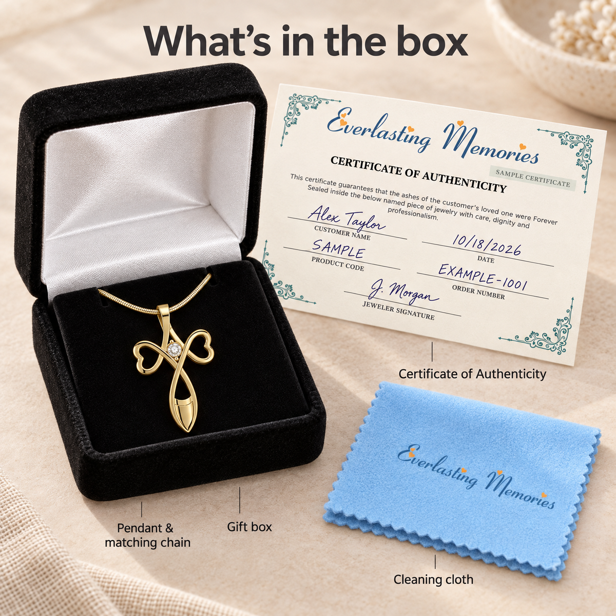 Gold Plated Peaceful Moments Forever Sealed Memorial Jewelry — whats in box — evr6091gfs