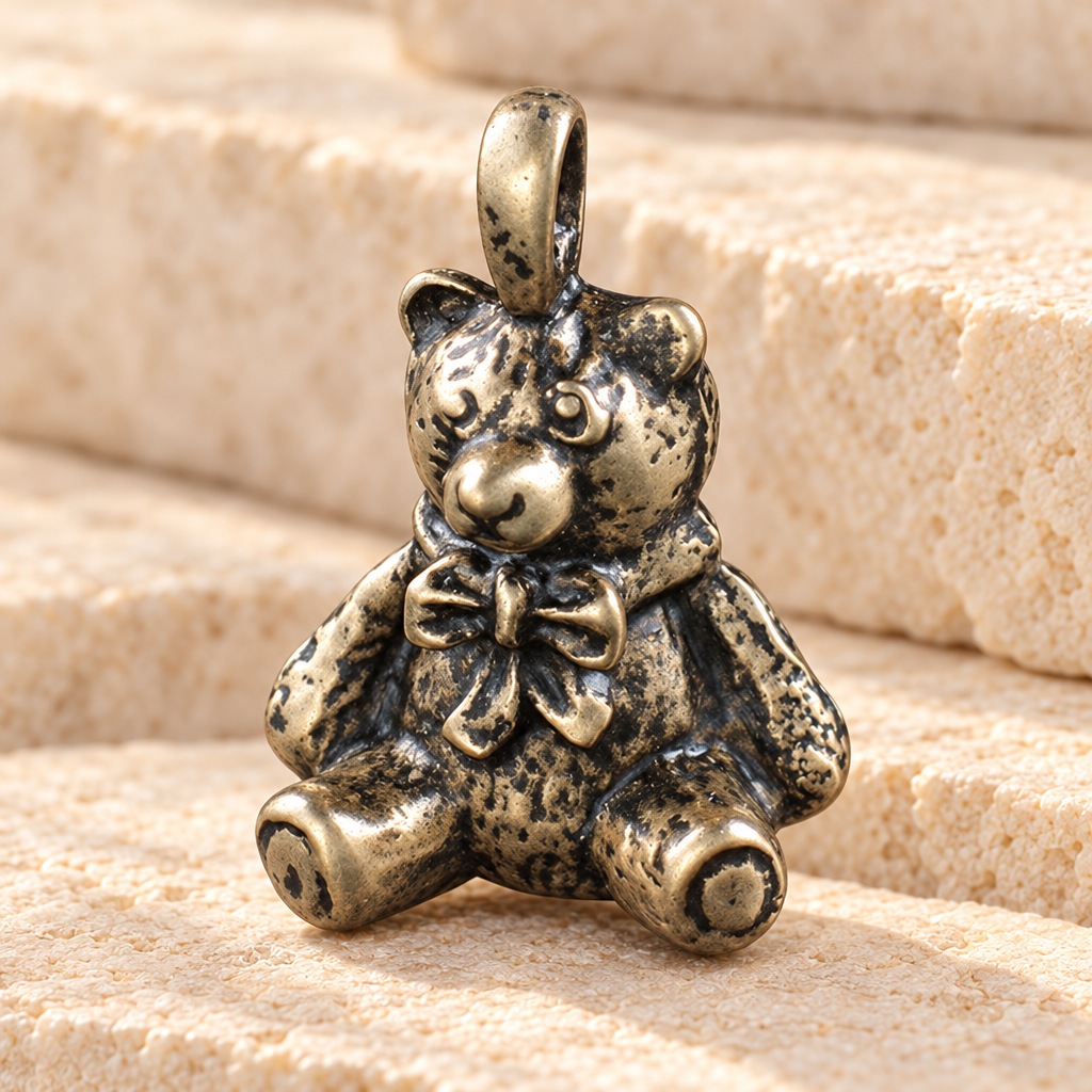 Bronze Teddy Bear Urn Necklace — main — evr508b
