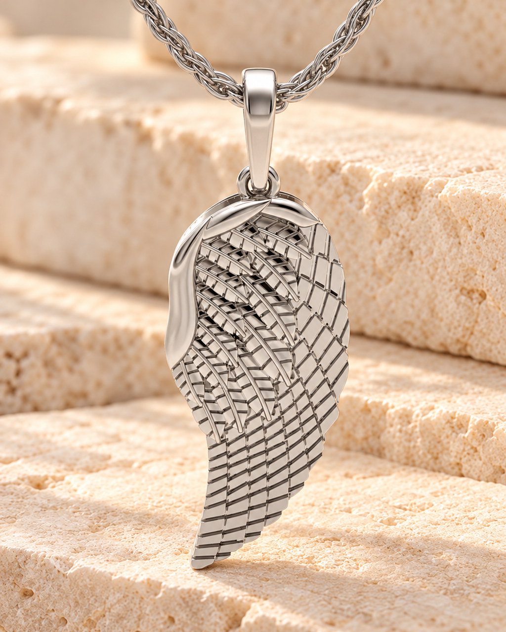 Solid 14k White Gold Feather Forever Sealed Memorial Jewelry — main — evr6761wgfs