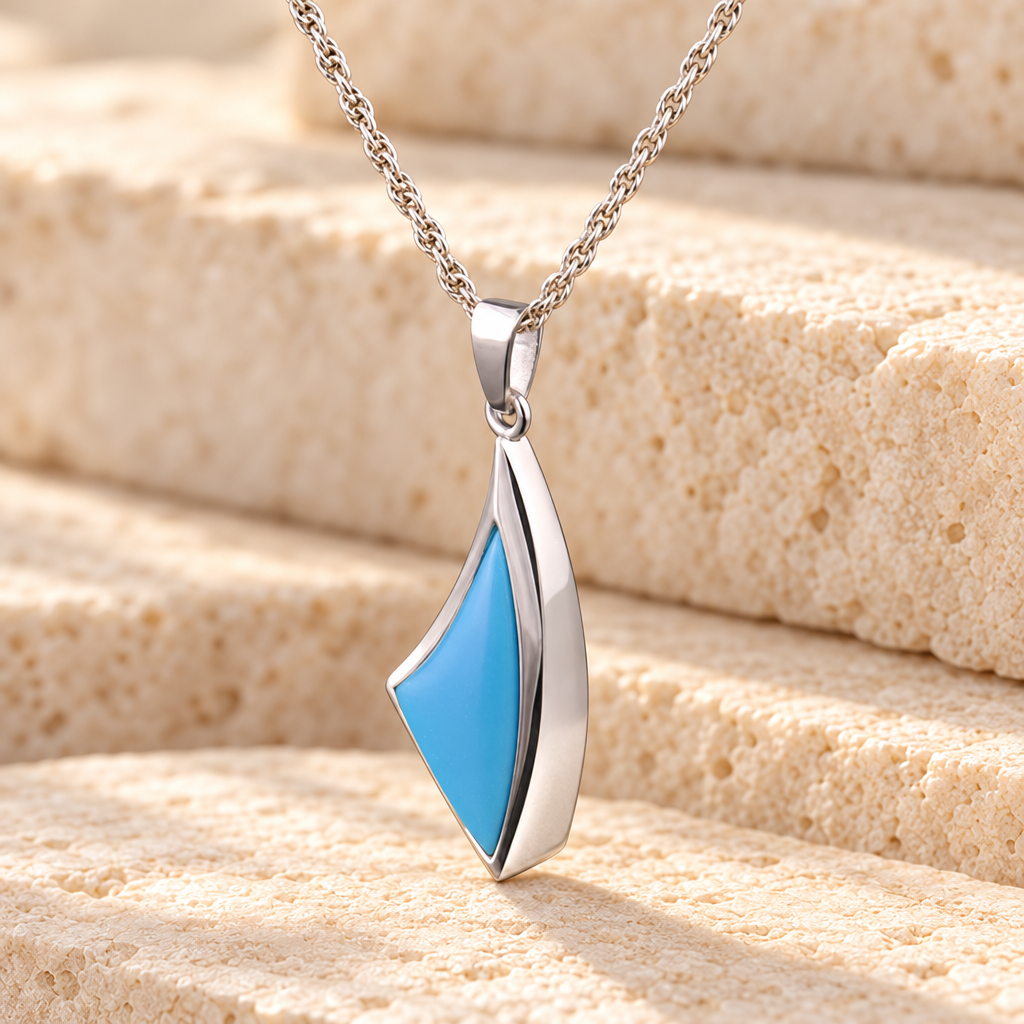 Sterling Silver Turquoise Sail Away Funeral Jewelry — main — evr6064ss