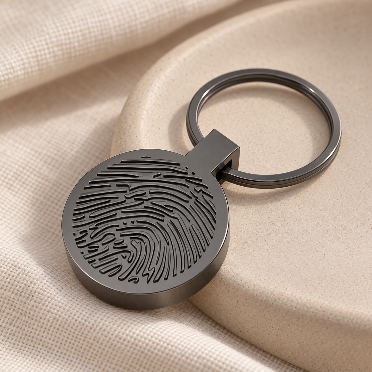 Black Fingerprint Cast Forever Sealed Memorial Keychain — alternate view — evr4799bfs