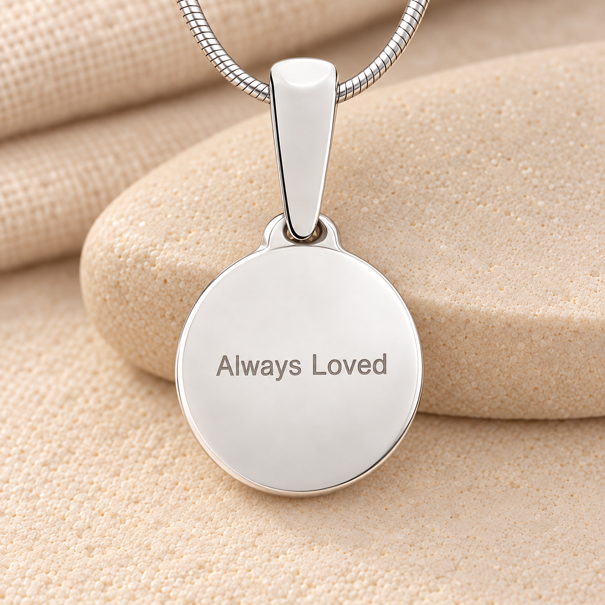 Solid 14k White Gold Love You To The Moon Fingerprint Necklace — rear engraving — evr4716wg