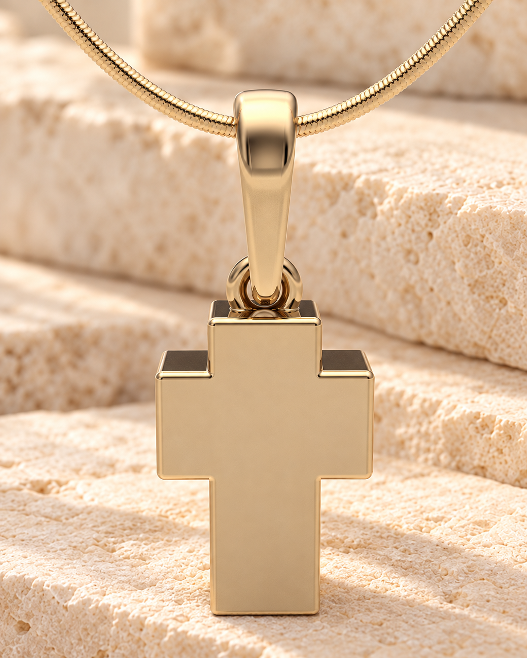 Solid 14K Gold Faithful Cross Forever Sealed Cremation Jewelry — main — evr6452kgfs