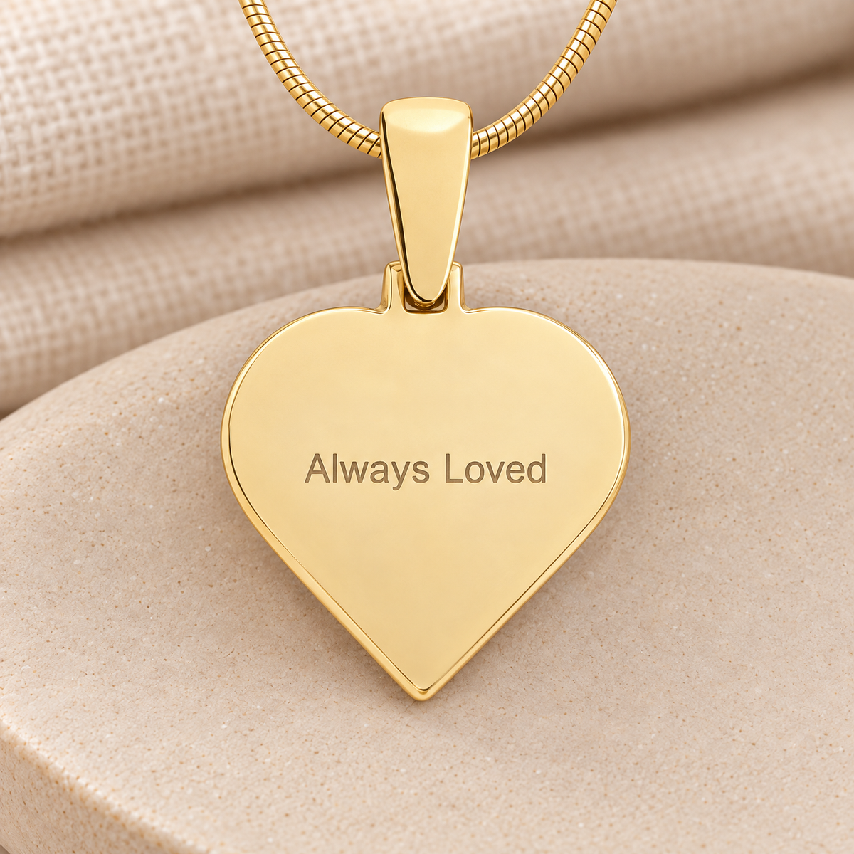Solid 14k Gold Heart Fingerprint Necklace — rear engraving — evr4728kg