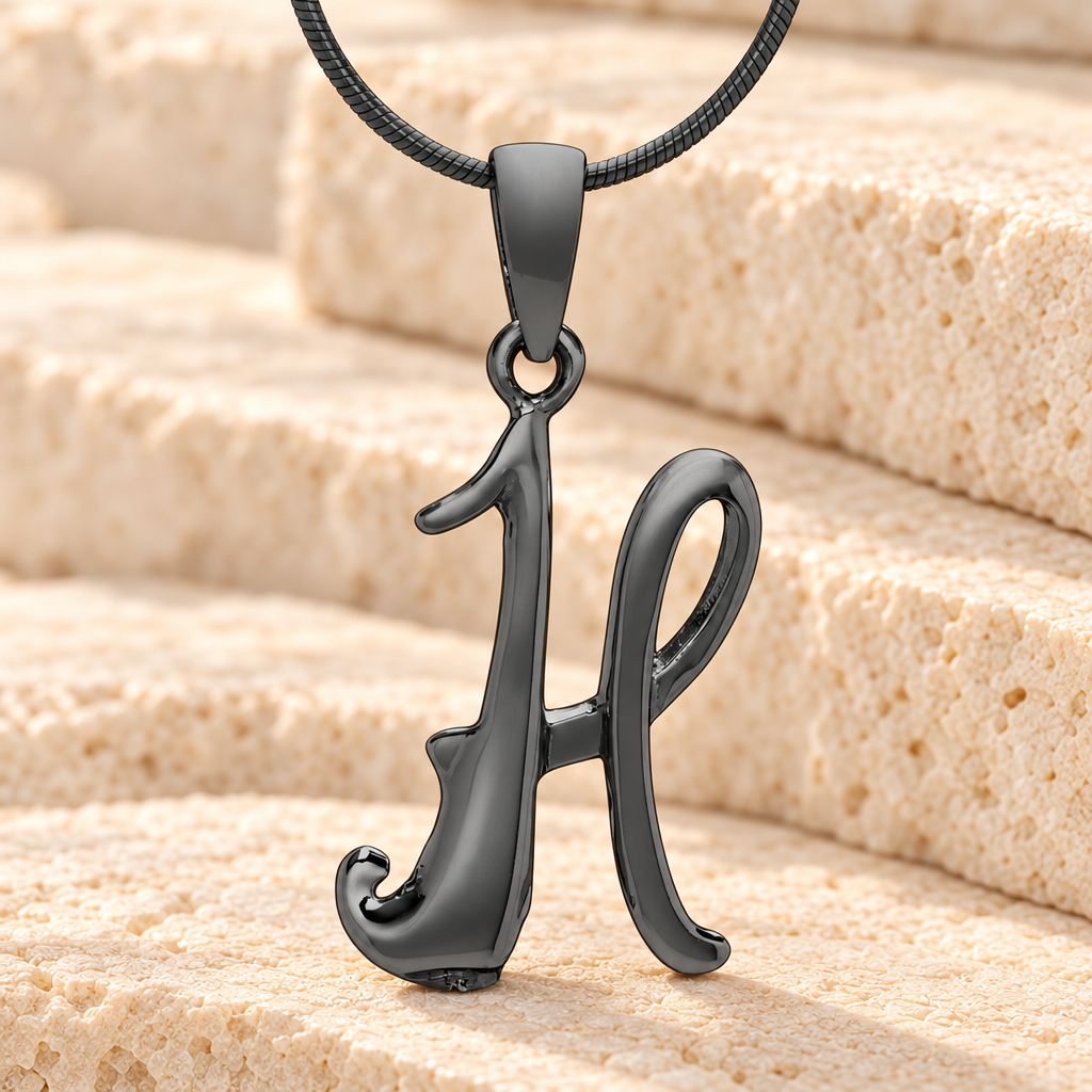 Black "H" Initial Cremation Jewelry — main — evr6428b