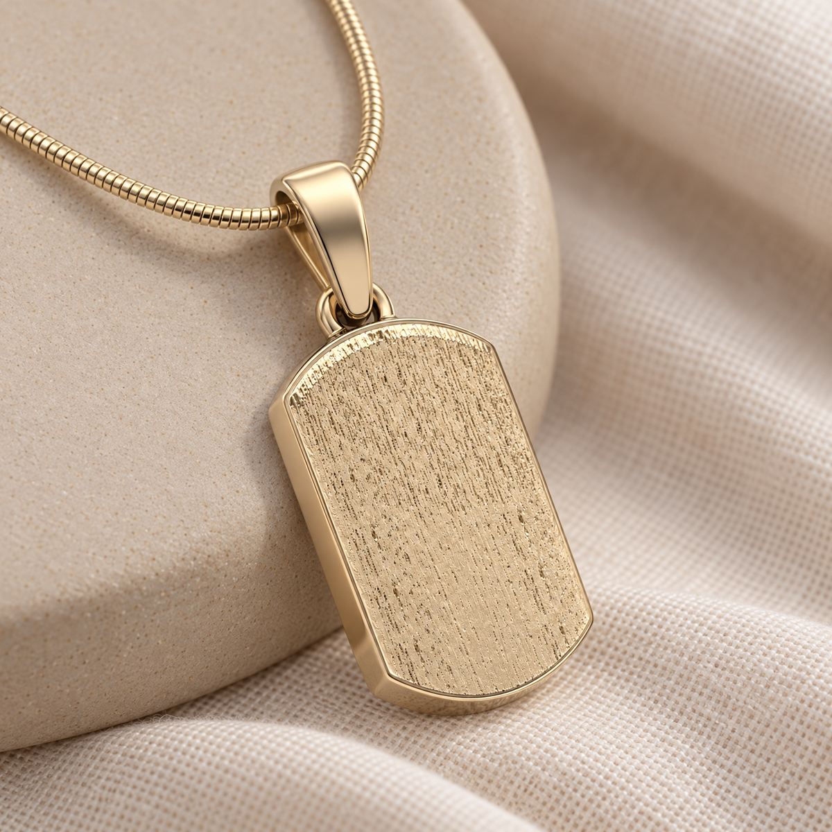 Solid 14K Gold Dog Tag Textured Forever Sealed Memorial Jewelry — alternate view — evr5015kgfs