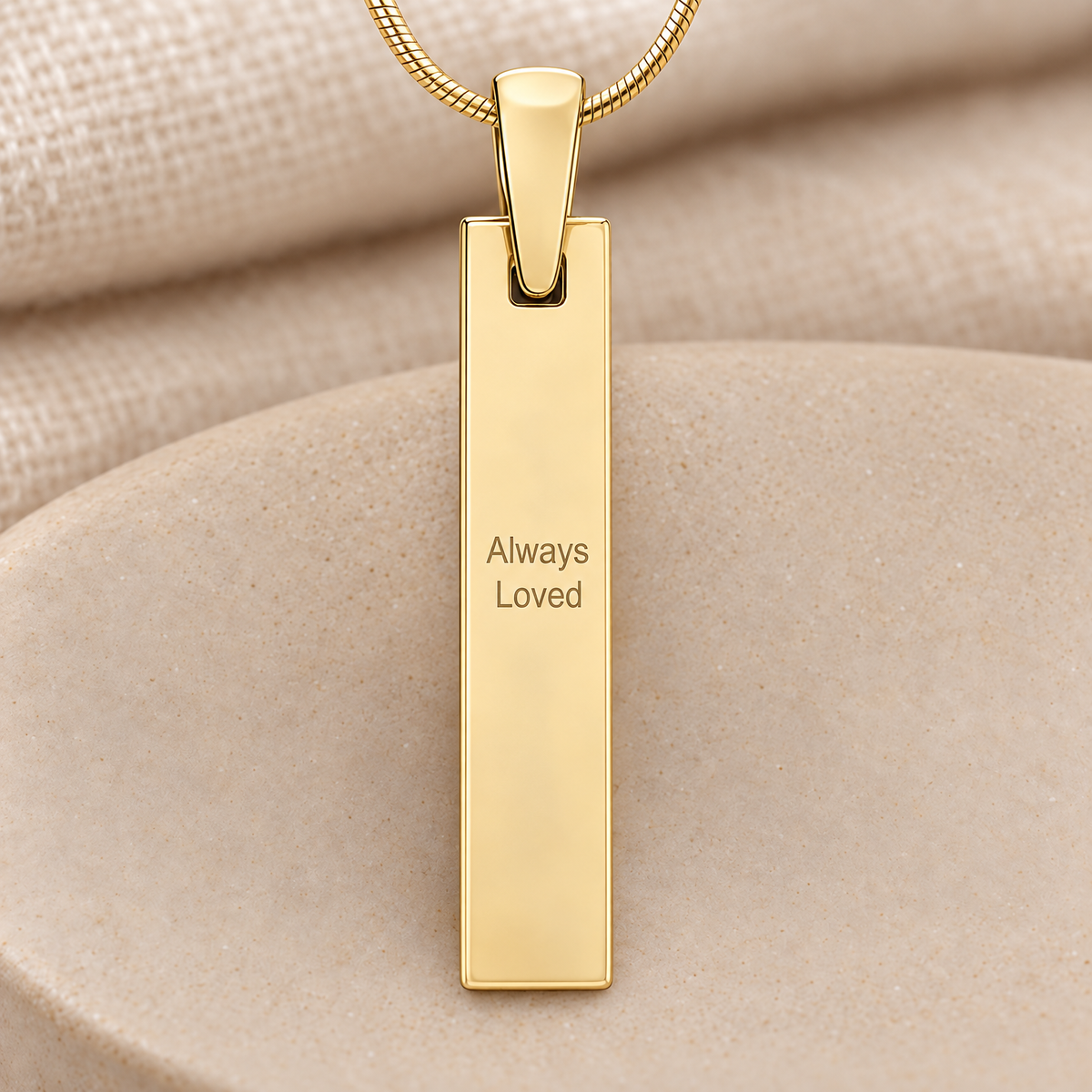 Solid 14k Gold Barred Fingerprint Necklace — rear engraving — evr4732kg