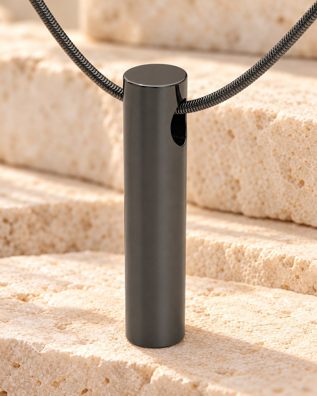 Black Plated Simple Cylinder Forever Sealed Memorial Jewelry — main — evr20078blfs