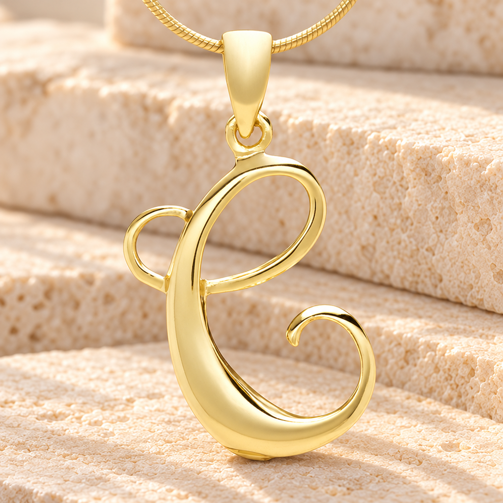 Gold "C" Initial Cremation Jewelry — main — evr6423g