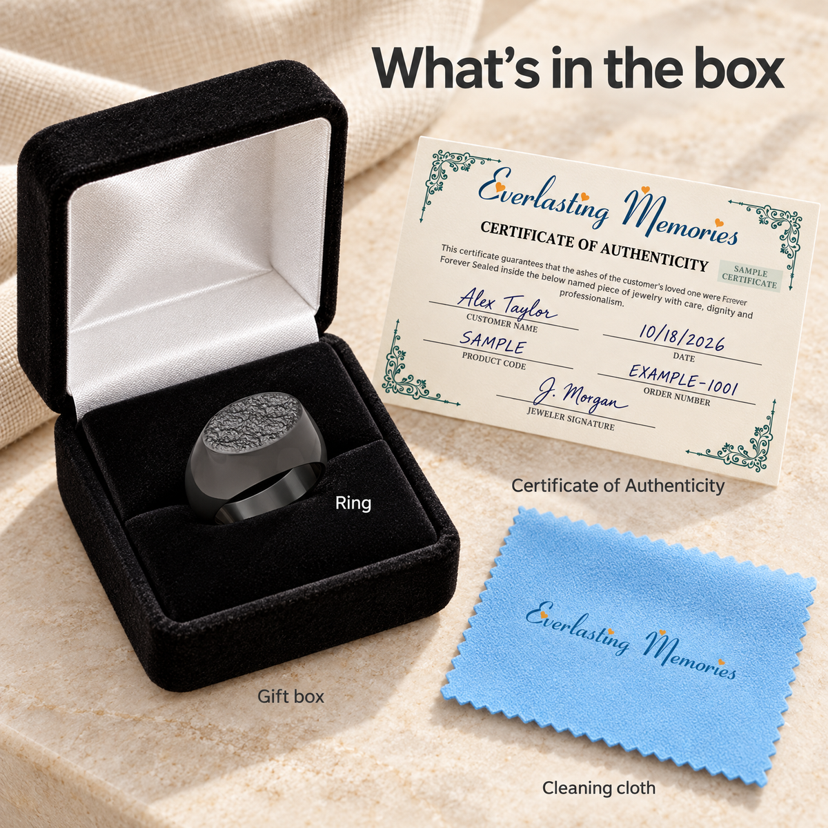 Black Men's Signet Forever Sealed Memorial Ring — whats in box — evr20040bfs