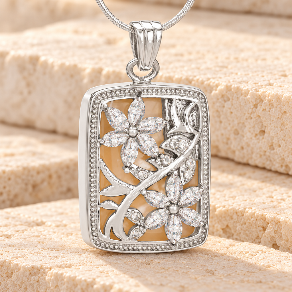 Silver and Clear In Bloom Cremation Jewelry — main — evr6525cls