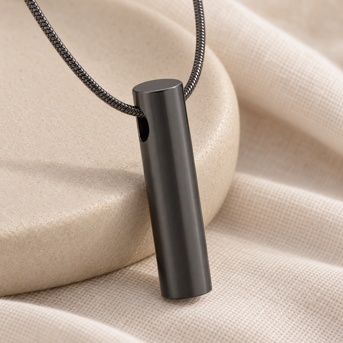 Black Plated Simple Cylinder Forever Sealed Memorial Jewelry — alternate view — evr20078blfs