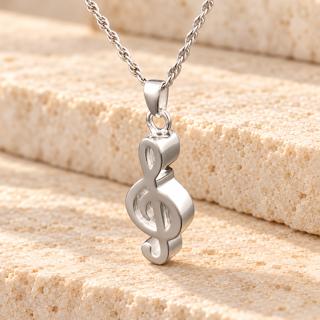 14K White Gold Music Note Memorial Locket — main — evr807wg