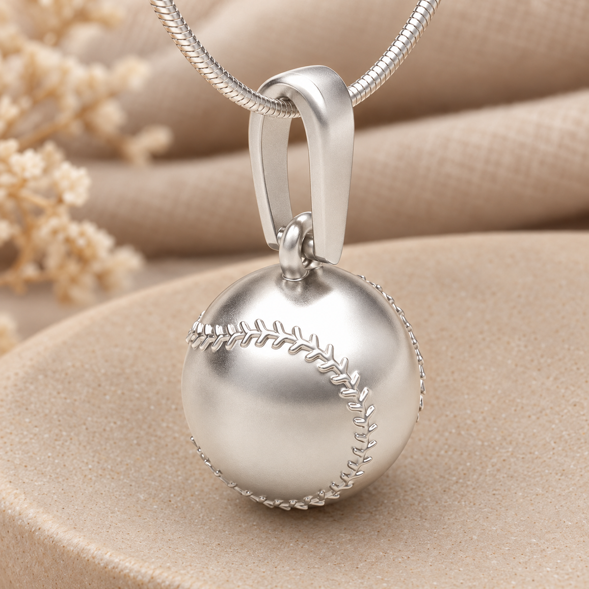 Sterling Silver Baseball Forever Sealed Memorial Jewelry — rear view — evr20045fs