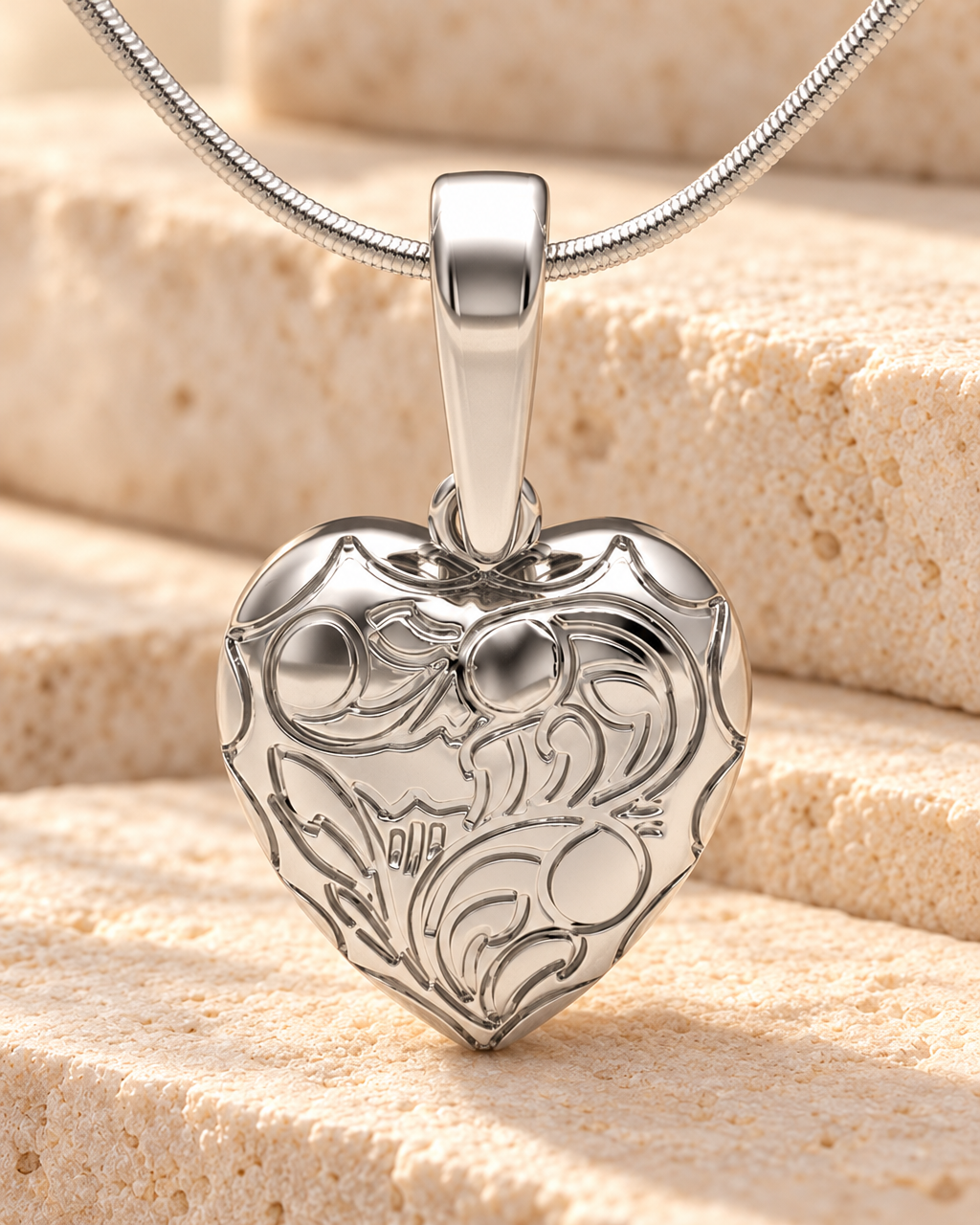 Sterling Silver Scrolled Heart Forever Sealed Memorial Jewelry — main — evr20044fs